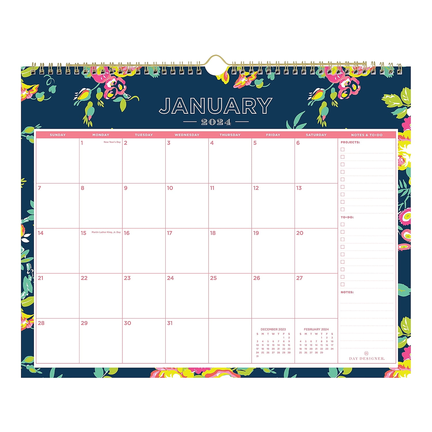 Day Designer Peyton Wall Calendar, Peyton Floral Artwork, 15 x 12