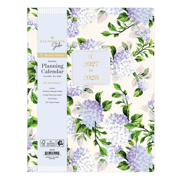 Day Designer Studio for Blue Sky Monthly Planner, 8.5" x 11", Hydrangea 27-Month (October 2026 - December 2028)