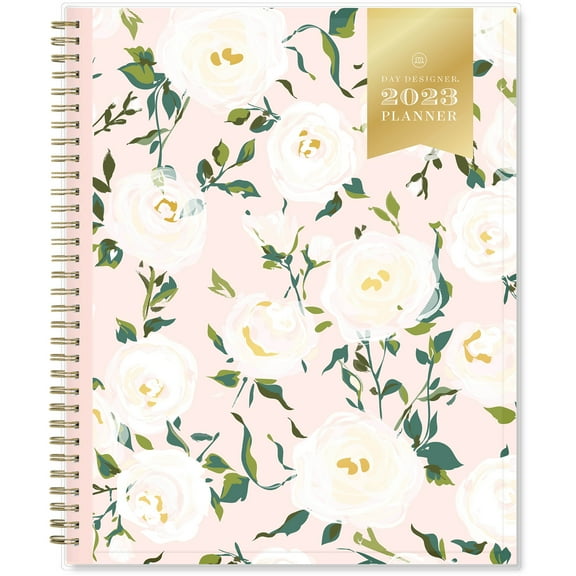 Day Designer Weekly/Monthly Planning Calendar, 8-1/2" x 11", Coming Up Roses Blush, January To December 2023, 140092