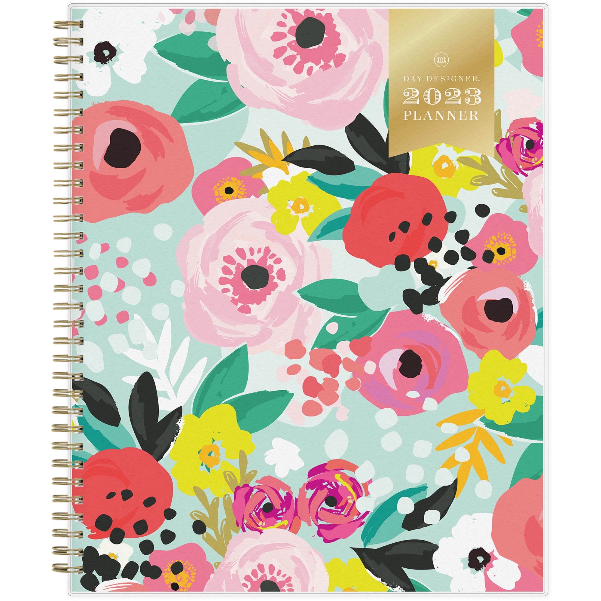 Day Designer Weekly/Monthly Planning Calendar, 8-1/2" x 11", Secret Garden Mint Frosted, January To December 2023, 140101