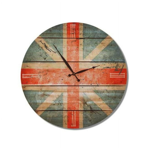 Day Dream HQ BFC16 16 in. British Flag Clock Inside & Outside wood Wall Art