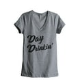 thumbnail image 1 of Day Drinkin Women's Fashion Relaxed V-Neck T-Shirt Tee Heather Grey Small, 1 of 3