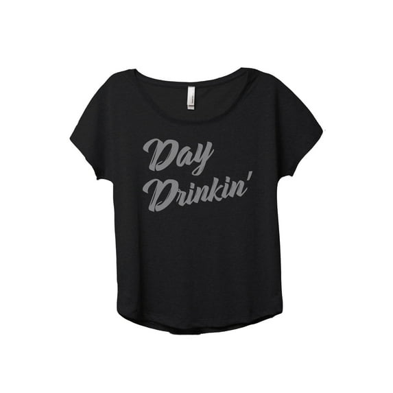 Day Drinkin Women's Fashion Slouchy Dolman T-Shirt Tee Heather Black Small