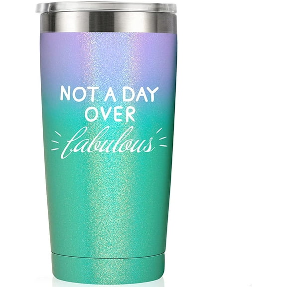 Not A Day Over Fabulous - 20 Oz Stainless Steel Insulated Tumbler Cup with Lid- 21st 30th 40th 50th 60th 70th Birthday Gifts for Women Her Mom Grandma Friend Gift Ideas (Multicolor)