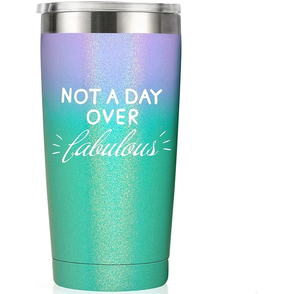 Not A Day Over Fabulous - 20 Oz Stainless Steel Insulated Tumbler Cup with Lid- 21st 30th 40th 50th 60th 70th Birthday Gifts for Women Her Mom Grandma Friend Gift Ideas (Multicolor)