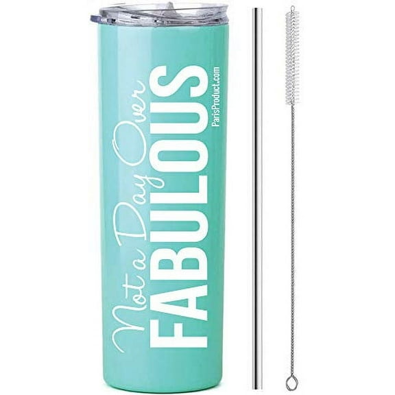 Not A Day Over Fabulous 20 oz Wine Tumbler Gifts for Coworkers Women, Friends Mug, Wine Gift Basket, Gifts for Wine Lovers, Stainless Steel Birthday Decorations For Women (Blue)