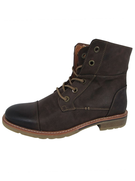 Mens Casual Lace Up Fold Over Cuff Ankle Boot Shoes, Brown, US 10