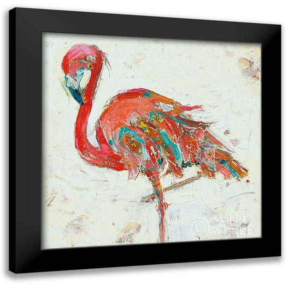 Day, Kellie 12x12 Black Modern Framed Museum Art Print Titled - Flamingo on White