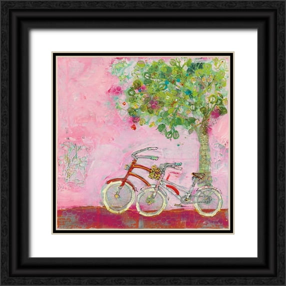 Day, Kellie 12x12 Black Ornate Wood Framed with Double Matting Museum Art Print Titled - Pink Bicycles