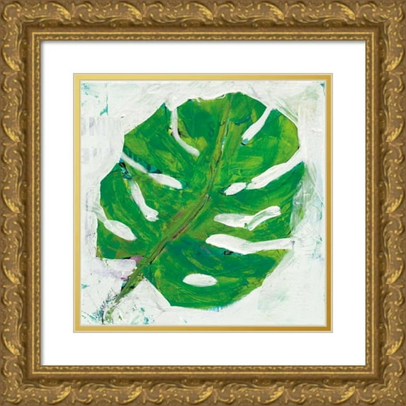 Day, Kellie 15x15 Gold Ornate Wood Framed with Double Matting Museum Art Print Titled - Single Leaf Play on White