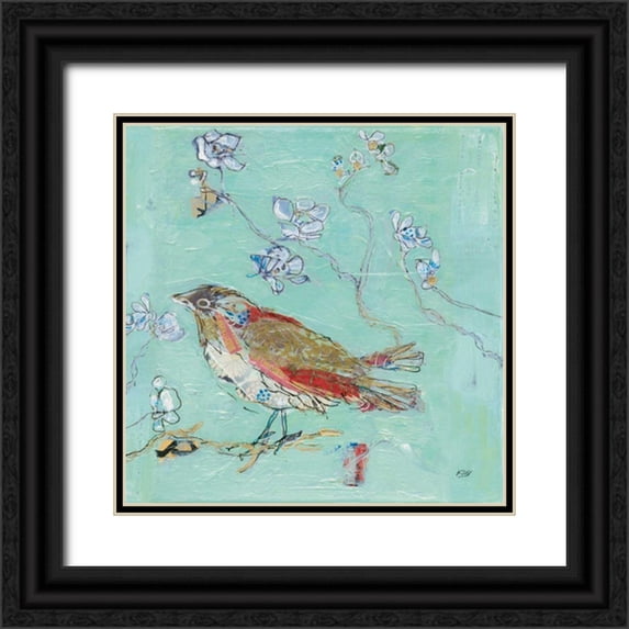 Day, Kellie 20x20 Black Ornate Wood Framed with Double Matting Museum Art Print Titled - Aqua Bird