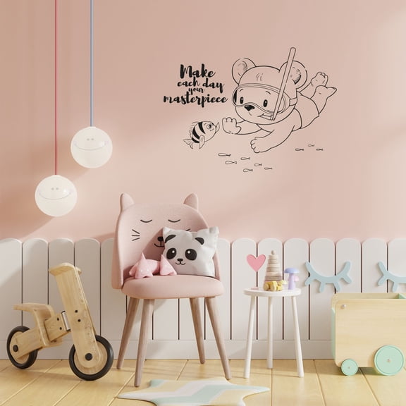 Each Day Life Quote Snorkeling Snorkel Diving Swimming Underwater Vinyl Design Wall Sticker Wall Art Wall Decal Boy Girl Kid Room Pool Area Bedroom Home Decor Stickers Decoration Size (8x10 inch)