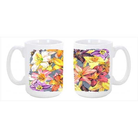 Day Lillies Dishwasher Safe Microwavable Ceramic Coffee Mug 15 oz.