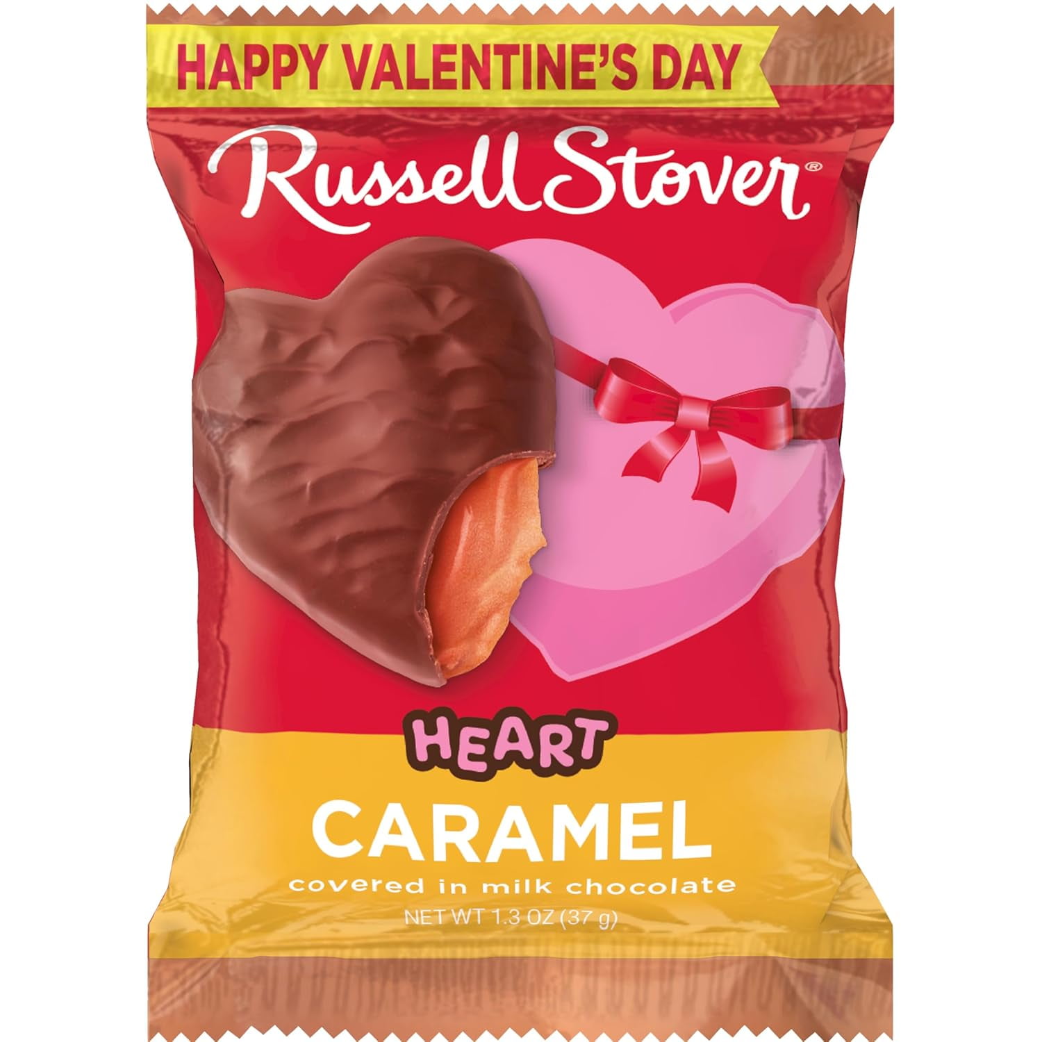 Day Milk Chocolate Caramel Heart, 1.3 oz. (Pack of 18)
