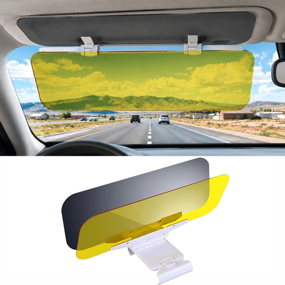 Day/Night Polarized Sun Visor Extender for Car/Trucks, Anti-Glare UV Protection Clip-Heat Reducer-Free Sun Visor for Car Windshield