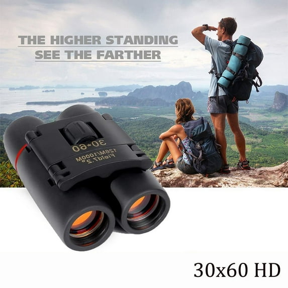 Day Night Vision Binoculars, Telescope 30 X 60 Zoom Outdoor Travel Folding Telescope Bag Binoculars for Adults Viewing Outdoor (Black)