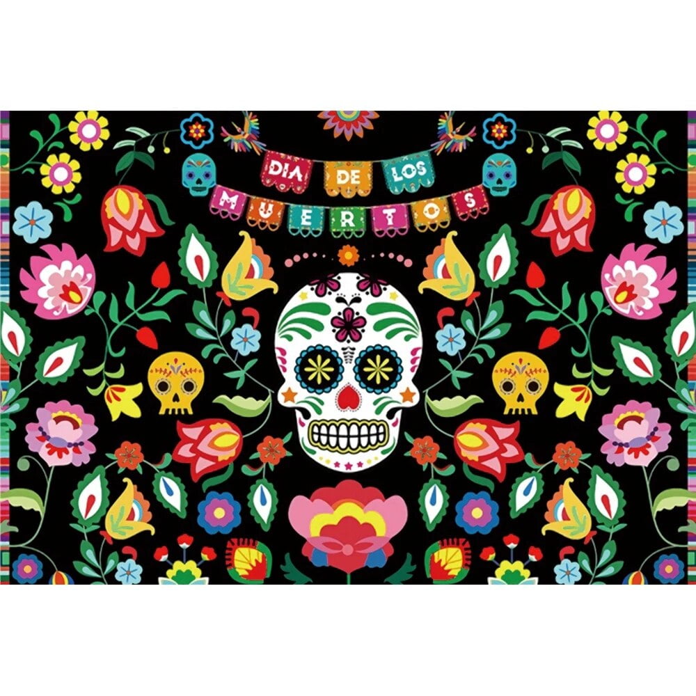 Day Of The Dead Backdrop Mexican Skull Photography Photocall Background ...