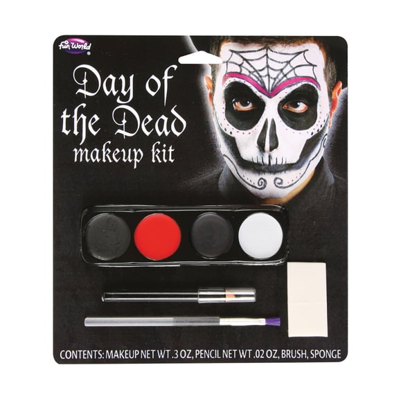 Day Of The Dead Black Eye Spider Web Male Makeup Kit Set Costume Accessory