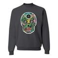 thumbnail image 1 of Day Of The Dead Calavera Skull Colorful Trippy | Mens Pop Culture Crewneck Graphic Sweatshirt, Charcoal, Medium, 1 of 4