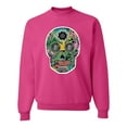 thumbnail image 1 of Day Of The Dead Calavera Skull Colorful Trippy | Mens Pop Culture Crewneck Graphic Sweatshirt, Fuschia, X-Large, 1 of 4