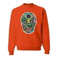 thumbnail image 1 of Day Of The Dead Calavera Skull Colorful Trippy | Mens Pop Culture Crewneck Graphic Sweatshirt, Orange, 3XL, 1 of 4