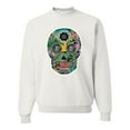 thumbnail image 1 of Day Of The Dead Calavera Skull Colorful Trippy | Mens Pop Culture Crewneck Graphic Sweatshirt, White, Medium, 1 of 4