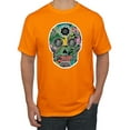 thumbnail image 1 of Day Of The Dead Calavera Skull Colorful Trippy | Mens Pop Culture Graphic T-Shirt, Orange, 3XL, 1 of 4