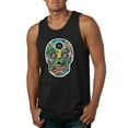 thumbnail image 1 of Day Of The Dead Calavera Skull Colorful Trippy | Mens Pop Culture Graphic Tank Top, Black, Small, 1 of 4