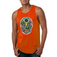 thumbnail image 1 of Day Of The Dead Calavera Skull Colorful Trippy | Mens Pop Culture Graphic Tank Top, Orange, Medium, 1 of 4