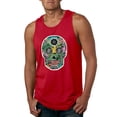 thumbnail image 1 of Day Of The Dead Calavera Skull Colorful Trippy | Mens Pop Culture Graphic Tank Top, Red, X-Large, 1 of 4