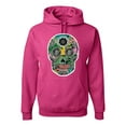 thumbnail image 1 of Day Of The Dead Calavera Skull Colorful Trippy | Mens Pop Culture Hooded Sweatshirt Graphic Hoodie, Fuschia, Medium, 1 of 4