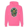 thumbnail image 1 of Day Of The Dead Calavera Skull Colorful Trippy | Mens Pop Culture Hooded Sweatshirt Graphic Hoodie, Neon Pink, X-Large, 1 of 4