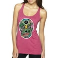 thumbnail image 1 of Day Of The Dead Calavera Skull Colorful Trippy | Womens Pop Culture Premium Tri-Blend Racerback Tank Top, Vintage Pink, Medium, 1 of 4