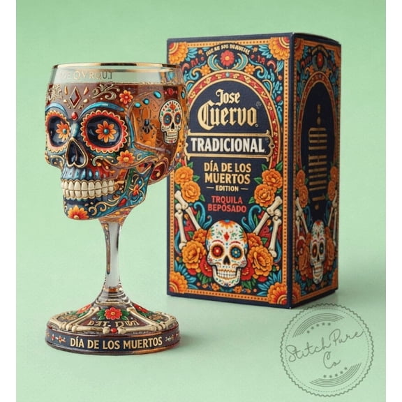 Day Of The Dead Collector Goblet Limited Edition Art Glass Skull Wine Cup Chalice for Halloween, Day of the Dead Party and Gothic Home Decor(1PCS)