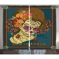 thumbnail image 1 of Ambesonne Colorful Curtains 2 Panel Set, Girl Roses Hearts, 108" x 108", Petrol Blue Caramel, 1 of 3