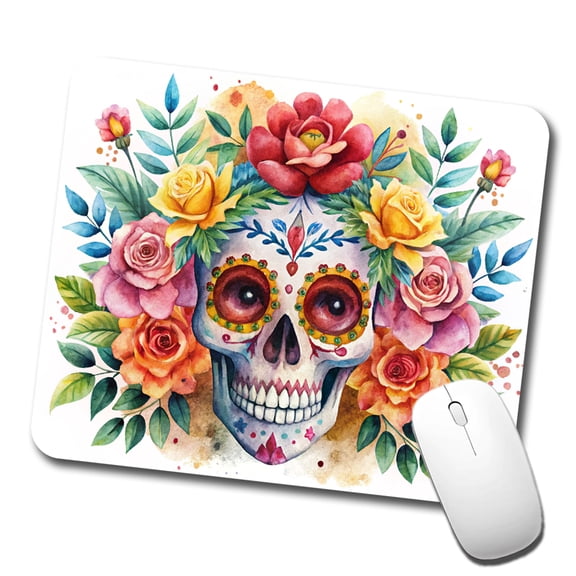 Day Of The Dead Da De Muertos Theme Watercolor Mouse Pad Low Profile Gaming Mat