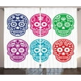 thumbnail image 1 of Ambesonne Oriental Curtains 2 Panel Set, Mexican Festival, 108" x 84", Turquoise Fuchsia, 1 of 3
