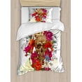 thumbnail image 1 of Day Of The Dead Duvet Cover Set Twin Size, Skull Dead Head with Flowers Daisies Spanish Festive Tradition Celebration, Decorative 2 Piece Bedding Set with 1 Pillow Sham, Multicolor, by Ambesonne, 1 of 3