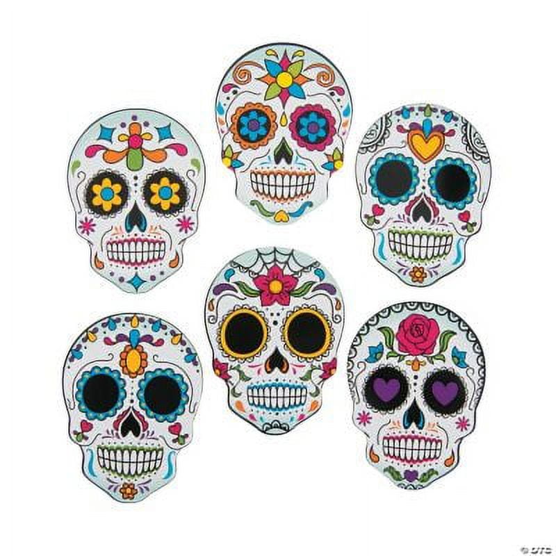 Day Of The Dead Mini Skull Cutouts - Party Decor - 12 Pieces - Walmart.com