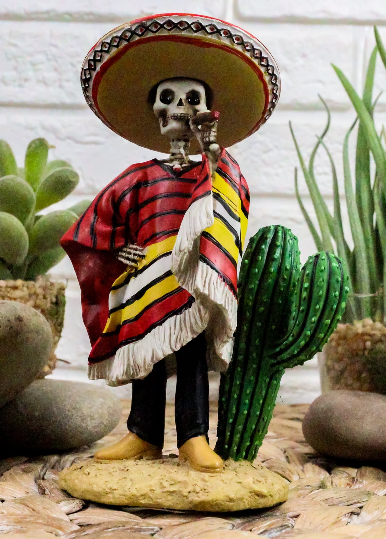 Day Of The Dead Skeleton El Bandito With Poncho Sombrero Puffing