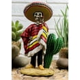 thumbnail image 1 of Day Of The Dead Skeleton El Bandito With Poncho Sombrero Puffing Cigar Statue, 1 of 8