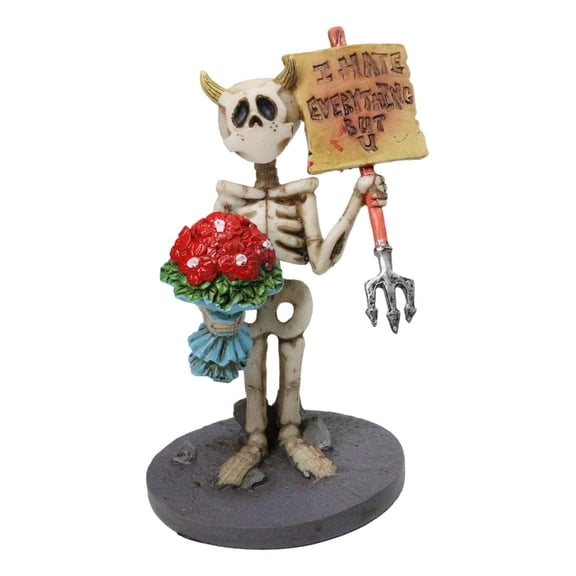 Day Of The Dead Skeleton Valentine With I Hate Everything But U Sign Figurine
