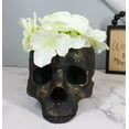 thumbnail image 1 of Day Of The Dead Skull Bowl Container Figurine 6.5"Long Skeleton Head Planter, 1 of 6