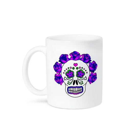 3dRose, Day of the Dead Skull Día de los Muertos Purple, 11oz Mug