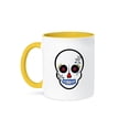 thumbnail image 1 of 3dRose, Day of the Dead Skull Día de los Muertos Sugar Skull White, 11oz Two-Tone Yellow Mug, 1 of 7