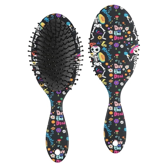 Day Of the Dead Halloween Pattern Hair Brush,Girls Detangling Hair Brush,Glide Through Tangles with Ease for Wet & Dry Hair,8.8"X2.8"
