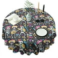 thumbnail image 1 of Day Of the Dead Halloween Pattern Round Tablecloth 60"x60",Wrinkle Wipeable Table Cloth for Kitchen Dining Room Picnic Patio Party, 1 of 6