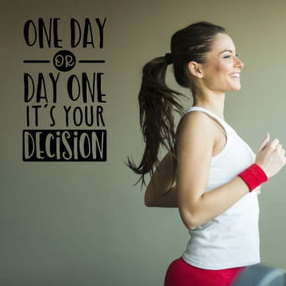 Day One or One Day Wall Decals for Motivation - Inspiring Wall Art Sticker Quote about Life- Decorative Quote Wall Decals for Trainers, Gym, School - Positive Quotes Wall Decal 23x14 Inch-Black