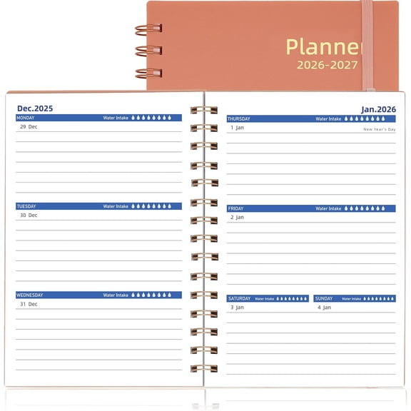 Day Planner 2026-2027, 2026 Weekly and Monthly Planner, Jan 2026-Jun 2027, 18 Month Calendar Planner with Tabs Sticker, A5 Size, Pink