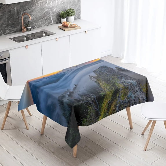 Day Road Dusk Sunset Scenery Printed Tablecloth Outdoor Picnic Camping Antifouling Waterproof Table Home Decoration